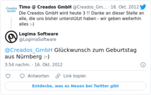 🐦 @Creados_GmbH Glückwunsch zum Gebur…