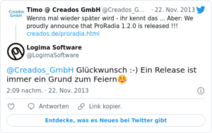 🐦 @Creados_GmbH Glückwunsch :-) Ein R…