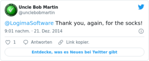 🐦 RT @unclebobmartin: @LogimaSoftware…