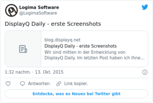 🐦 DisplayQ Daily — erste Screenshots …
